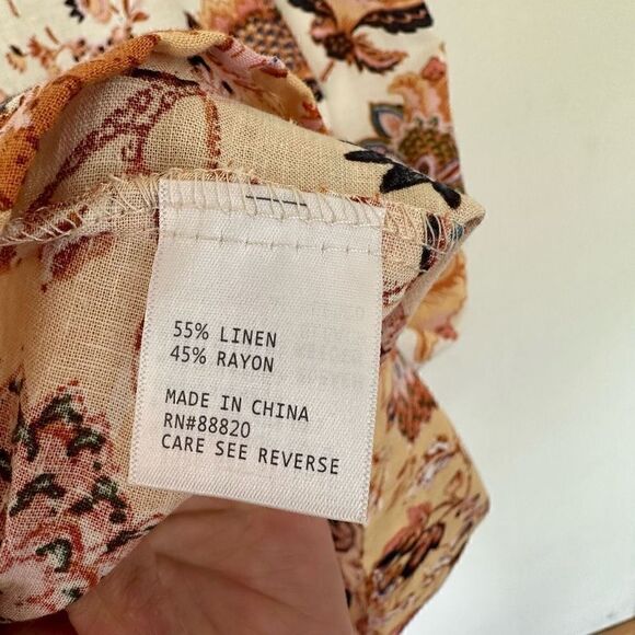 Rachel Rachel Roy Women’s Linen Blend Fall Floral Crop Blouse Midi Belted Skirt - Picture 11 of 13